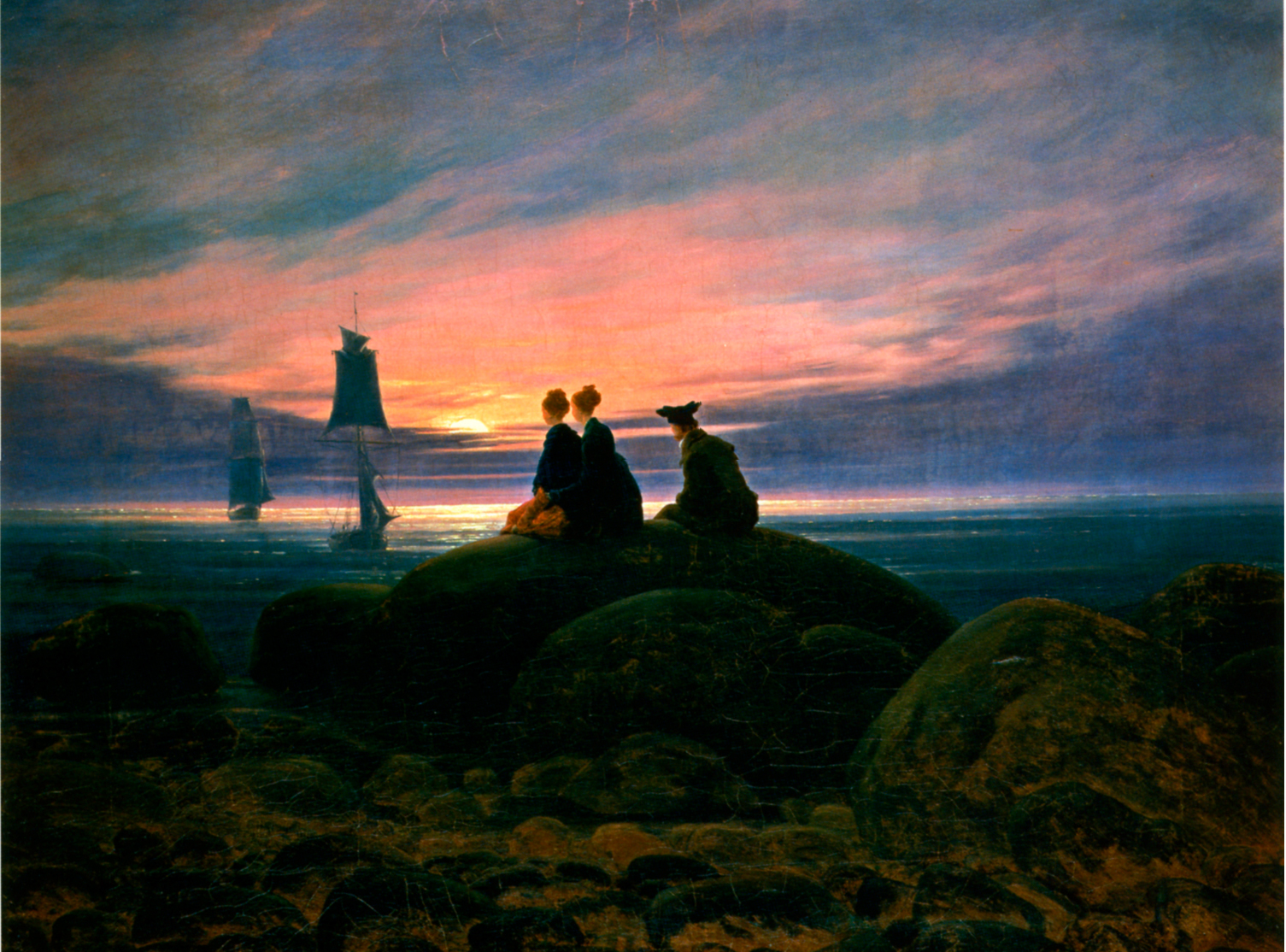 romantisme - Le romantisme en peinture Mondaufgang-am-meer-1822